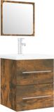 vidaXL Armoire de lavabo avec vasque intégrée, bois traité, chêne fumé