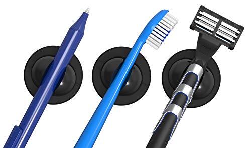 Schneider Click-Fix universele houder (zelfklevende houder voor tandenborstels, scheerapparaten, kabels, pennen en nog veel meer tot max. 150g) set van 5, zwart