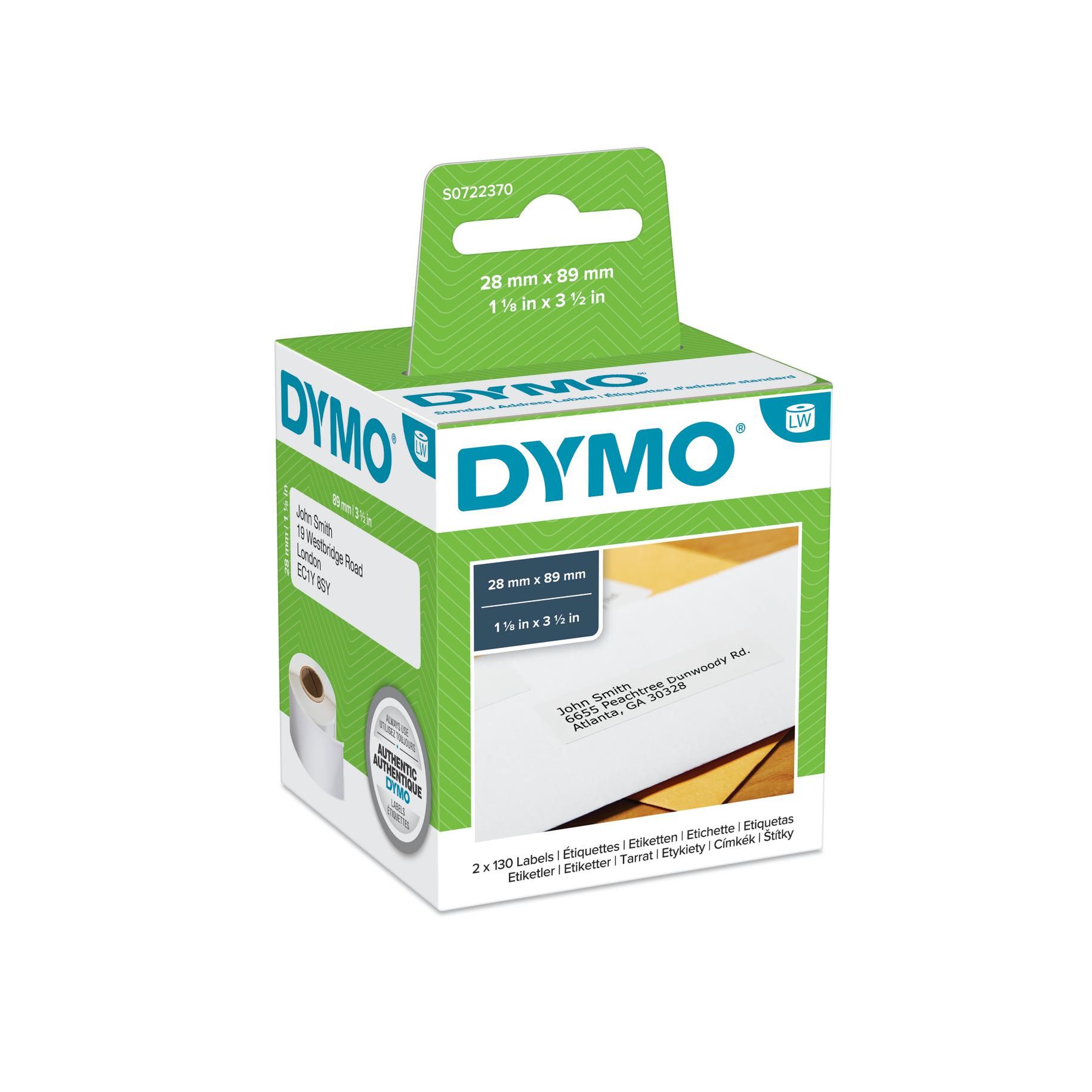 DYMO LabelWriter Address Labels - 28mm x 89mm - White - 260 Labels