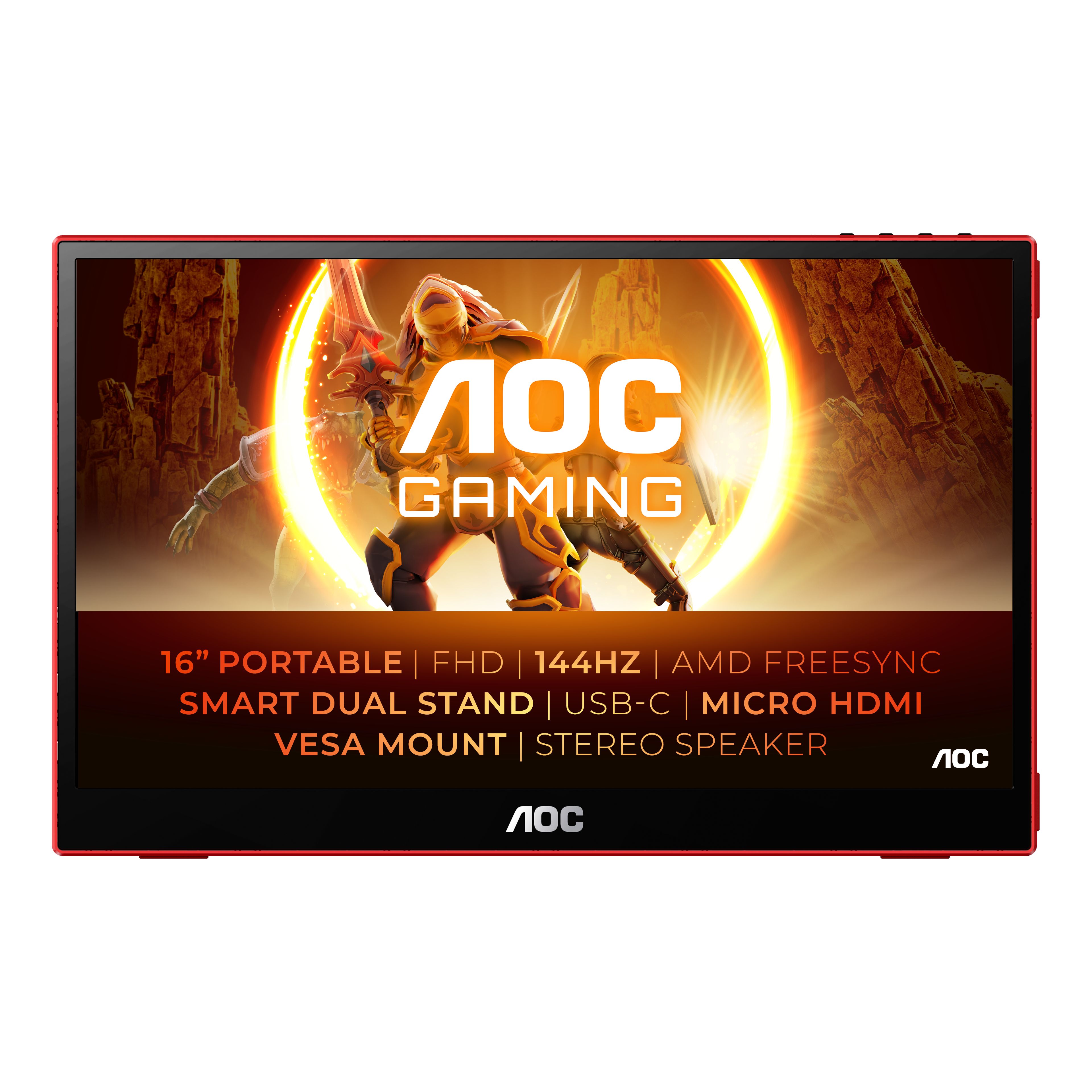 AOC 16G3 15.6" Full HD Portable Monitor - IPS, 144Hz, USB-C, HDMI, FreeSync