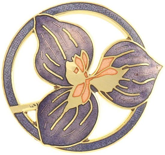 Behave® Broche Bloem Lelie Paars - Emaille - 3.5 cm - Vrouwen