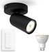 Philips Hue Pongee Spot en saillie (Noir) - Lumière blanc chaud à froid - Interrupteur variateur Hue inclus - Spot mural ou plafonnier avec 1 point lumineux - GU10 - Hue White Ambiance