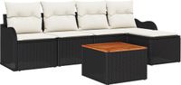 vidaXL Tuinbank Set 4 Zitplaatsen Zwart en Wit Polyrattan
