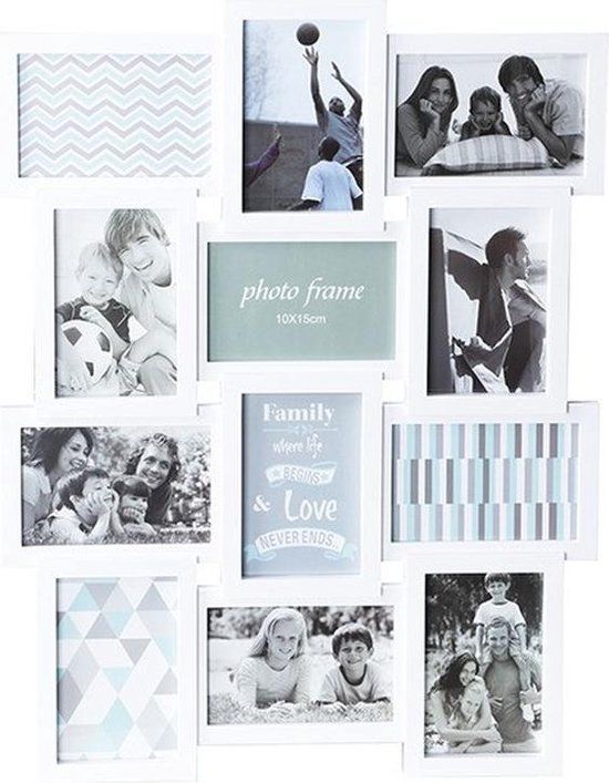 Set van 2x witte collage fotolijsten - 57,5 x 44 cm - 12 foto's