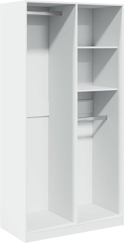 vidaXL Kledingkast - 100x50x200 cm - bewerkt hout - wit