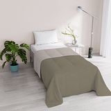 Italian Bed Linen Romantisch dekbed voor lente/zomer, microvezel, motief: perzikhuid, voor eenpersoonsbed, 170 x 260 cm, steen/champagne