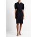French Connection Coton Polin Ss Bouton Robe Noir Taille : 6