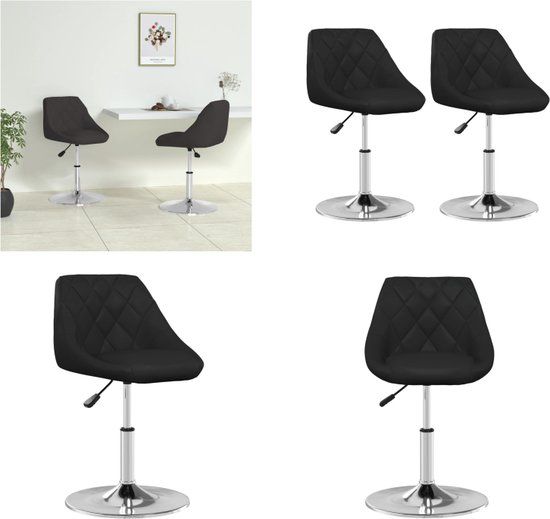 vidaXL Eetkamerstoelen 2 stuks Kunstleer Zwart