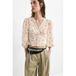 Mango gebloemde top met open rug - ecru