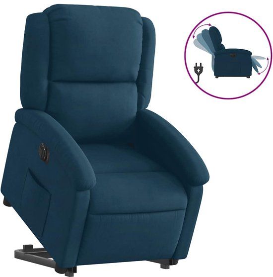 vidaXL Elektrische Sta-op-stoel Fluweel Blauw