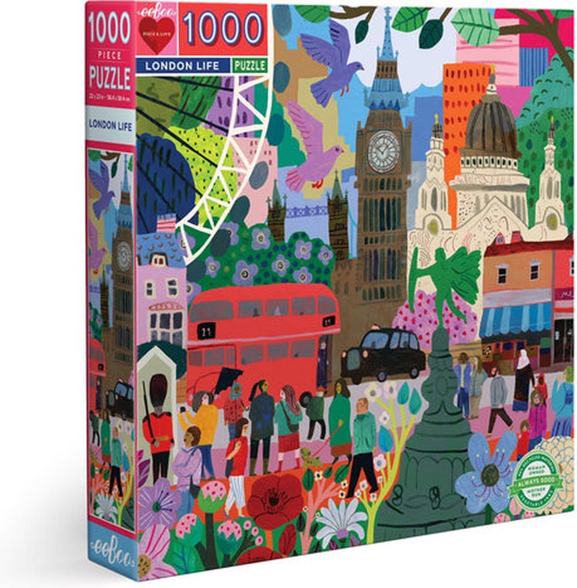 Eeboo Piece and Love London Life 1000 stukjes vierkante puzzel voor volwassenen