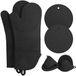 Sans marque Set de maniques en silicone avec maniques et mini-maniques - 6 pièces | Résistant à la chaleur jusqu'à 240°C, antidérapant, imperméable | Pour cuisine, barbecue et cuisson