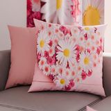 PETTI Artigiani Italiani - 1 paar kussenslopen 40 x 40 cm van microvezel, decoratief kussen voor slaapkamer, bank, woonkamer, set van 2 kussenslopen, roze bloemenpatroon, 100% Made in Italy