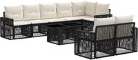 vidaXL Tuinbank Set 9 st Zwart en Crème Wit polyrattan