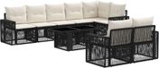 vidaXL Tuinbank Set 9 st Zwart en Crème Wit polyrattan