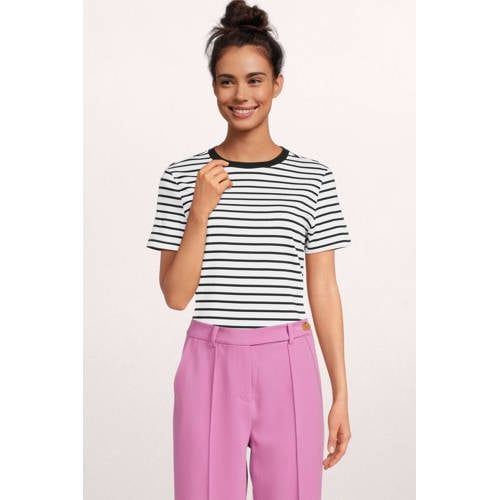 SELECTED FEMME SLFMYESSENTIAL gestreept T-shirt - zwart/wit