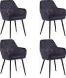 Colenis® Laura Eetkamerstoel - Set van 4 - Grijs - Adoré Velvet - Design - Kuipstoel - Metaal/Velvet