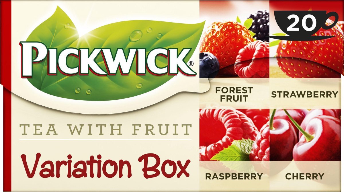 Pickwick Fruitvariatie Rood met de Smaken Bosvruchten, Aardbei, Framboos en Kers (240 Theezakjes, 100% Natuurlijk), 12 x 20 Zakjes