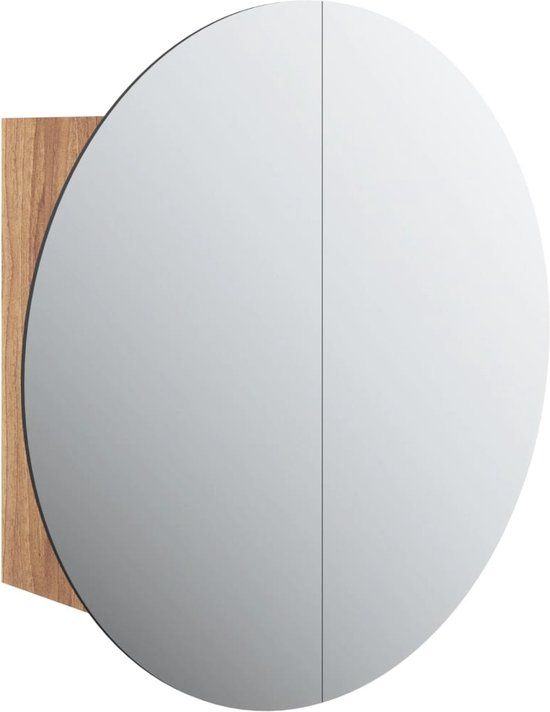 vidaXL Badkamerkast met Ronde Spiegel en LED - Eiken - 47x47x17,5 cm