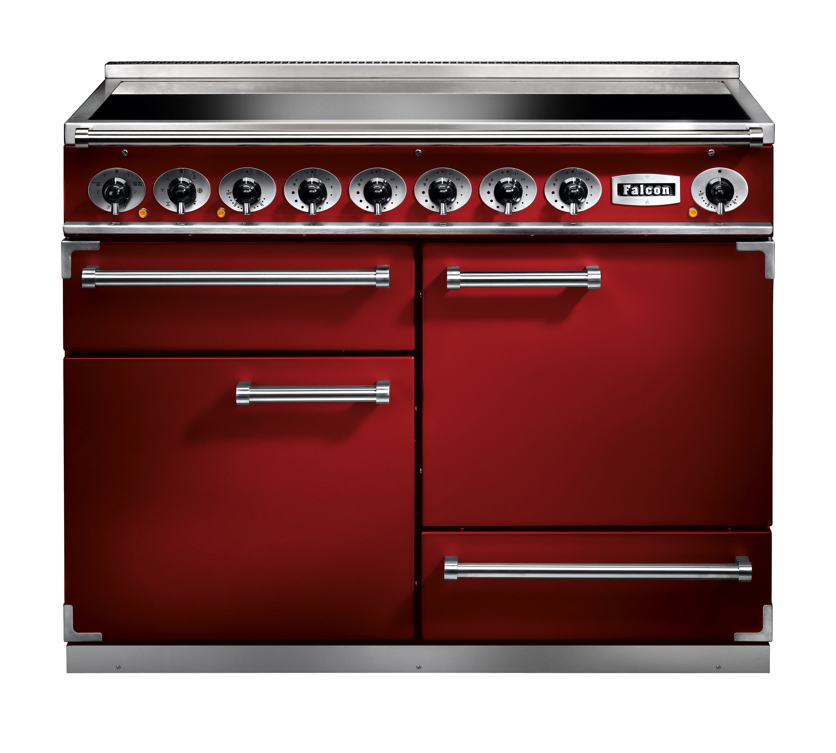 Falcon 1092 Deluxe Induction Range-fornuis | Cherry Red | 5 Zones | Electric Induction Hob