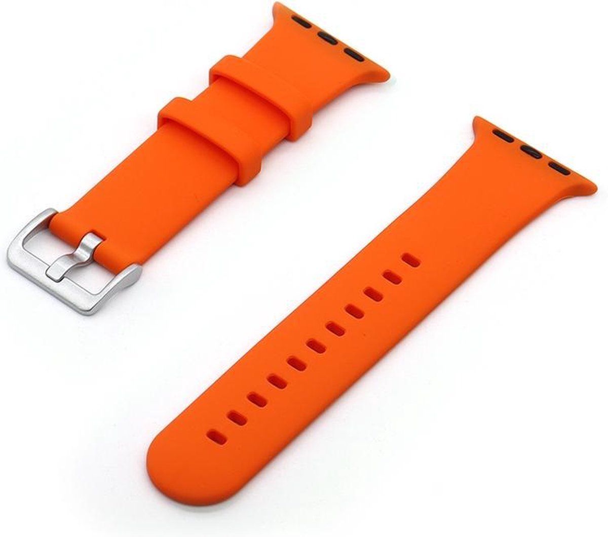 By Qubix Qubix - Rubberen sportbandje met gesp - Oranje - Compatible met Apple Watch 38mm / 40mm / 41mm
