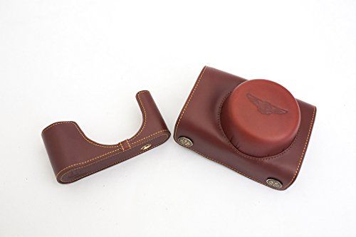 TP Handgemaakte Echt Lederen Full Camera Case Bag Cover voor Panasonic LX7 Bruin Kleur
