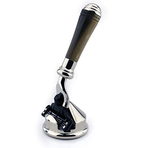 Jag Shaving Kunstmatige Hoorn Triple Edge Mini Scheermes & RVS Houder - Nieuw Ontwerp - Hars - Duo