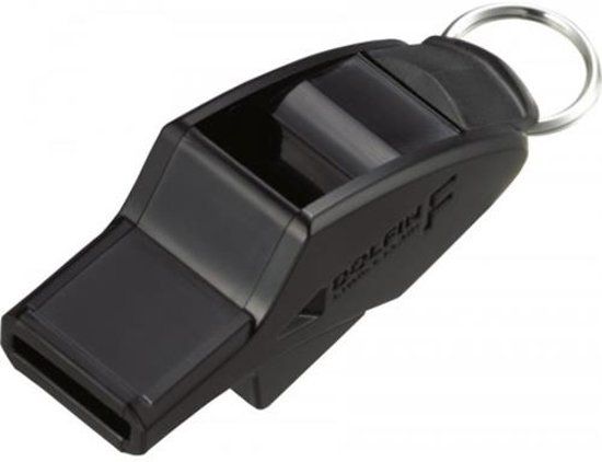 Molten Scheidsrechtersfluit Dolfin Met Handflipgrip 6 Cm Zwart