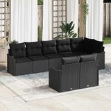 Maison Exclusive - Tuinset met 8 zitplaatsen, zwarte polyrotan loungeset