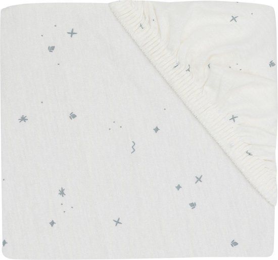 Jollein Twinkling Hoeslaken Ledikant - 60 x 120 cm - Jersey - Wit