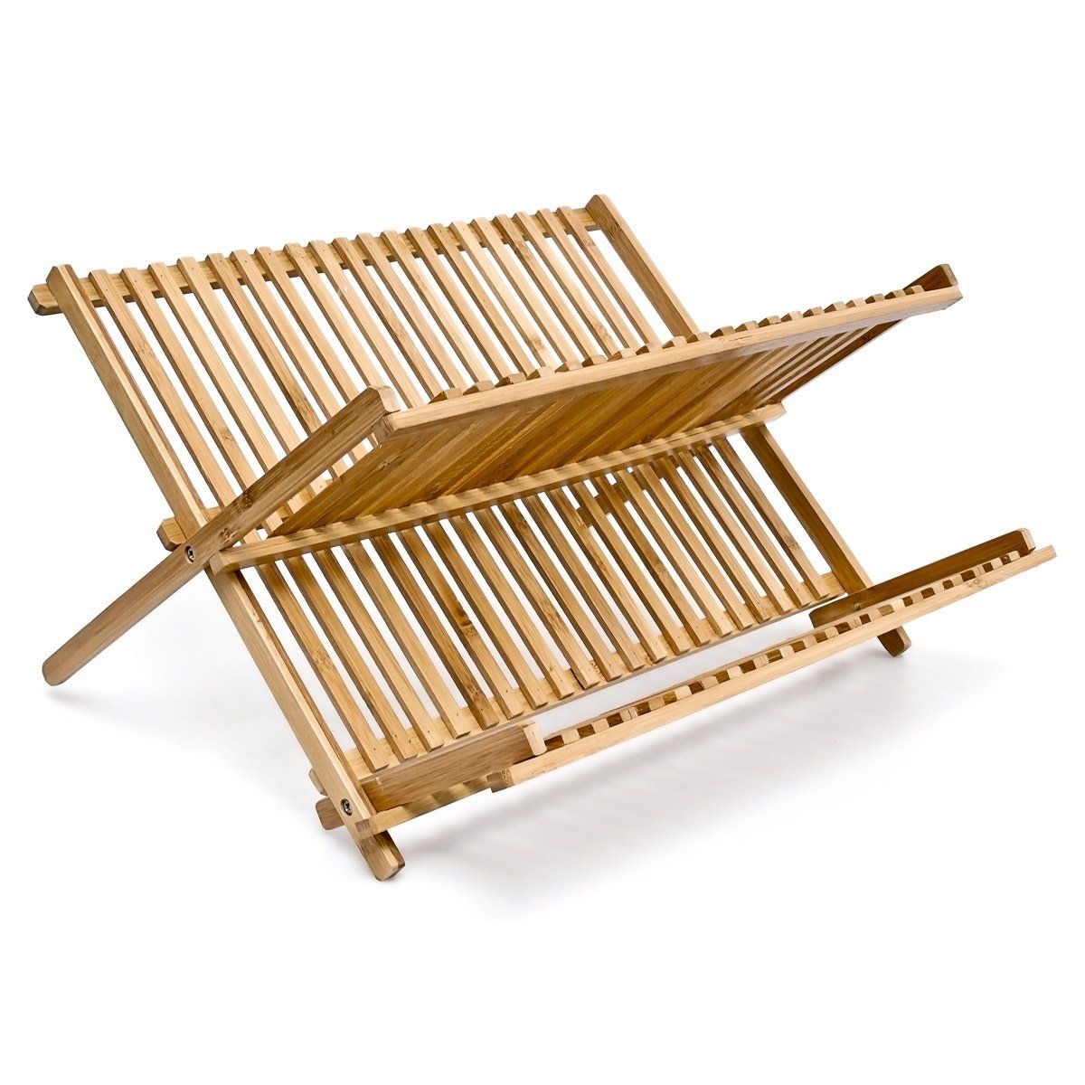 Relaxdays afwasrek bamboe - Droogrek afwas 2 etages - Afdruiprek hout servies