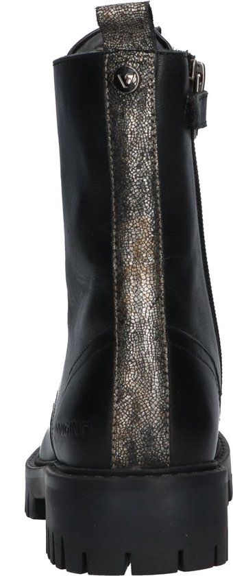Vingino Muriana Messina Veterboots Meisjes Zwart Leer Maat 30