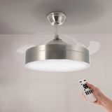M Mimotec Messe Nickel led-plafondventilator 72 W met instelbaar CCT-licht en intensiteit, ultrastille DC-motor, 6 snelheden, 4 intrekbare bladen, timer, afstandsbediening