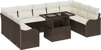 vidaXL - Tuinbank - Set - 10 - st - Bruin - Poly - rattan