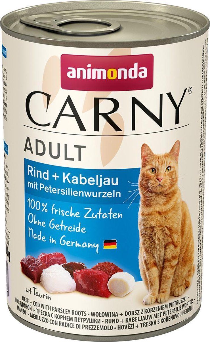 Animonda Carny Adult Rund + kabeljauw met peterseliewortels 6 x 400 gram (Katten natvoer)