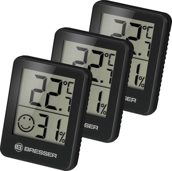 Bresser Temeo- en Hygrometer - Set van 3 - Zwart