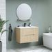 Aucune Groove Ensemble de meubles de salle de bain 80 cm Beige Panneau de particules 2 tiroirs Miroir