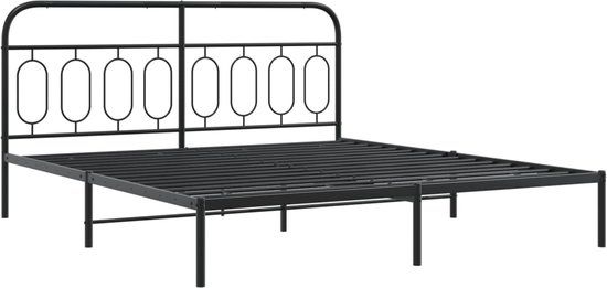 vidaXL Bedframe met Hoofdbord Metaal Zwart 183x213 cm