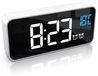 Bearware Réveil numérique avec motif d'ours, écran LED de 14 cm, horloge de table avec 13 mélodies et sonneries, 2 heures d'alarme, fonction snooze, 4 niveaux de luminosité, batterie de 2200 mAh, adaptateur USB-C, blanc