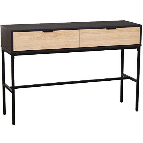 DRW Ingangstafel met 2 schuifladen - metaal & MDF - naturel/zwart - 120x35x80cm