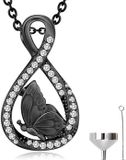 Hemelwinkel Luxe Ashanger - met Ketting (55 cm) - Voor As, Haren of Parfum - Assieraad - As Ketting - Gedenksieraad - Urn - As Hanger - Incl. As vuller en Opbergzakje - Black Butterfly