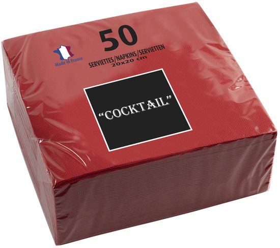 PROnappe cocktailservetten, 200 x 200 mm, rood
