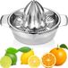 Merkloos Roestvrijstalen Handmatige Citruspers met Houder - 350 ml - Vaatwasserbestendig