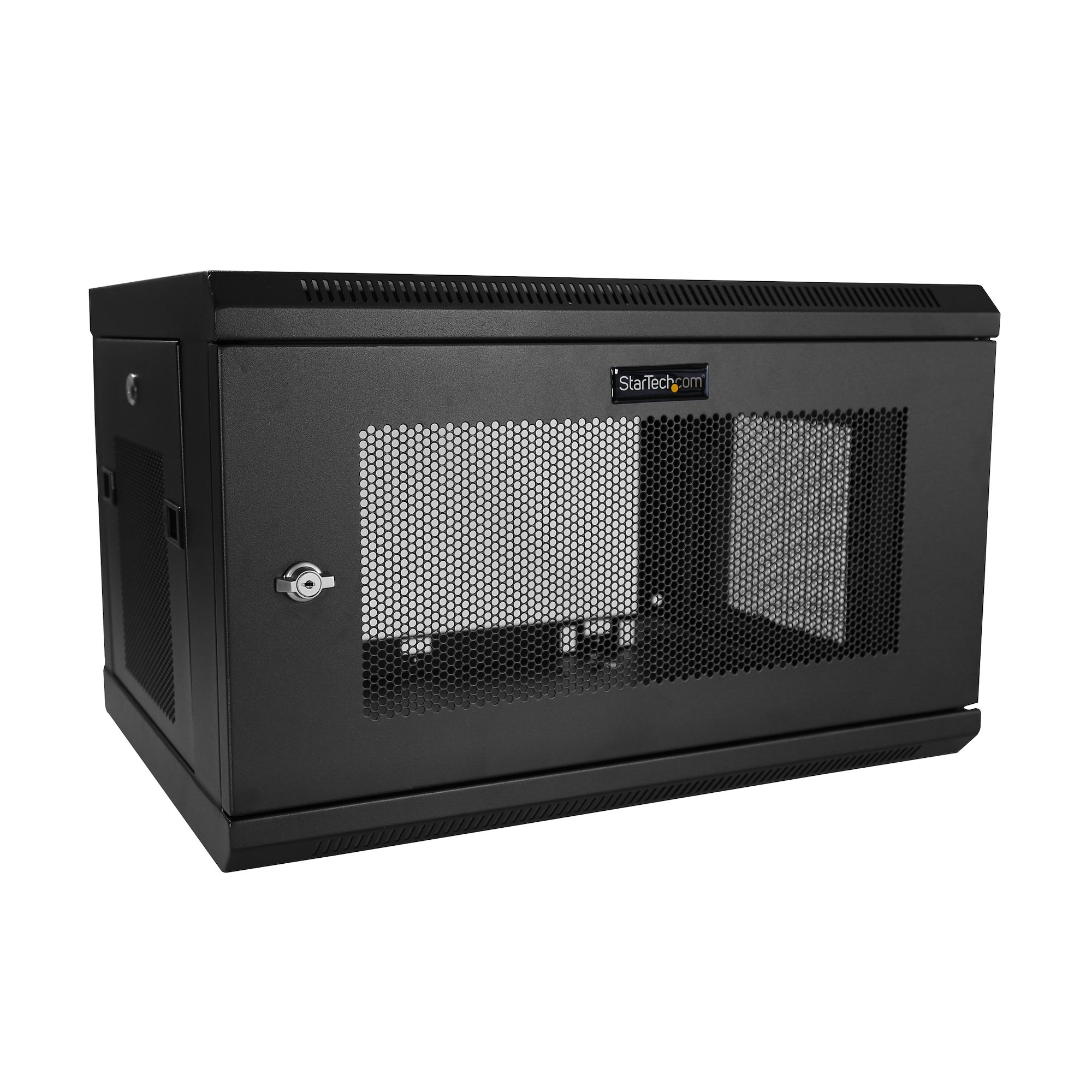 StarTech.com 2 Post 6U Wandmonteerbare Netwerkkast met 1U Schap, 19&quot; Scharnierende Patchkast voor Data/AV/Electronica/Computer Apparatuur, Veelzijdig Geventileerd Server Rack, Vergrendelbaar