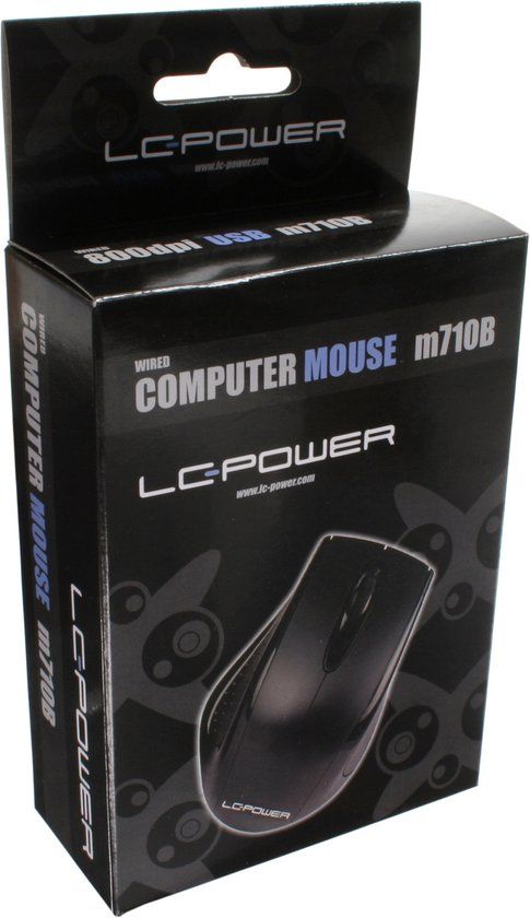 LC-Power LC-M710B - Zwarte bedrade muis - 800 DPI - Ergonomisch - USB