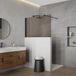 FortiFura Galeria Halfhoge Inloopdouche - 100x80cm - rookglas - 8mm - nano - met profiel en stabilisatiestang - mat zwart