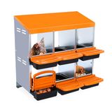 Legnest voor kippen, 6 vakken, legkamer 81 x 52 x 79 cm, stabiele en corrosiebestendige nestkast van metaal, bodemgaten en rustplatform, geschikt voor verschillende kippenrassen, oranje