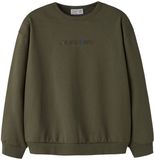 Name it Sweatshirt regular fit, biologisch katoen, lange mouw, ronde hals, olijfgroen, maat 158/164