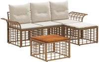vidaXL - Bank loungeset - Polyester - Natuurlijk en crème wit