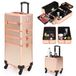 Markenlos Aluminium Visagie Koffer - 4-in-1 - Roze